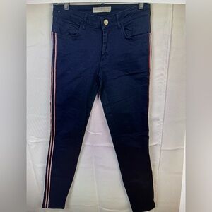 Zara Basic Stretch Blue Side Stripes Skinny Jeans Size 6